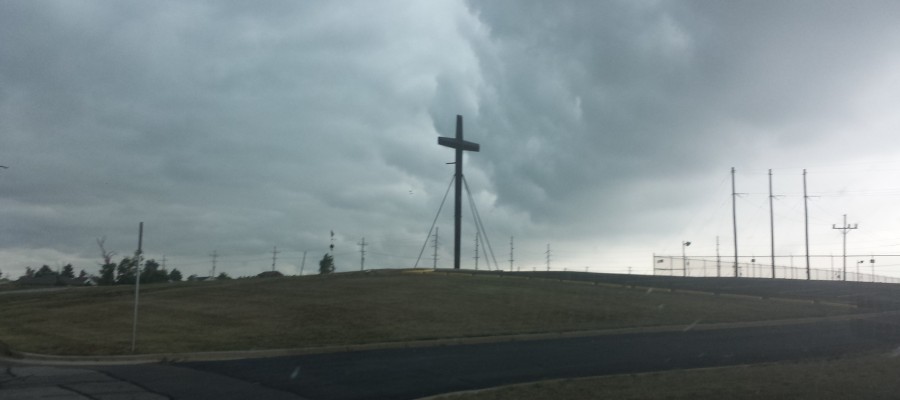 The famous cross of Joplin, still standing against the storm